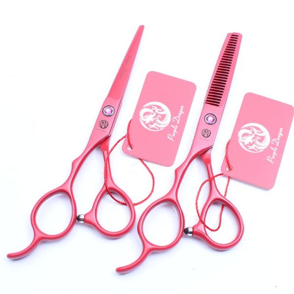 

hair scissors left-hand 6" stainless purple dragon red professional hairdressing cutting thinning shears z8001