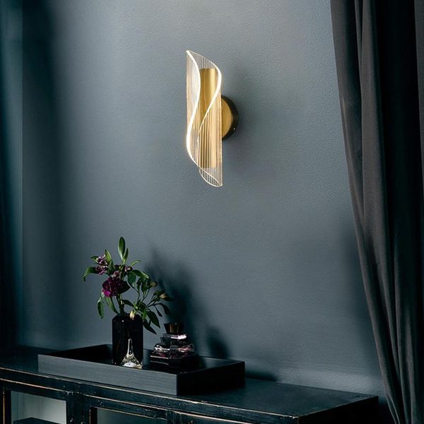 

wall lamp nordic golden simple stair aisle led light luxury creative living room bathroom bedroom bedside lights