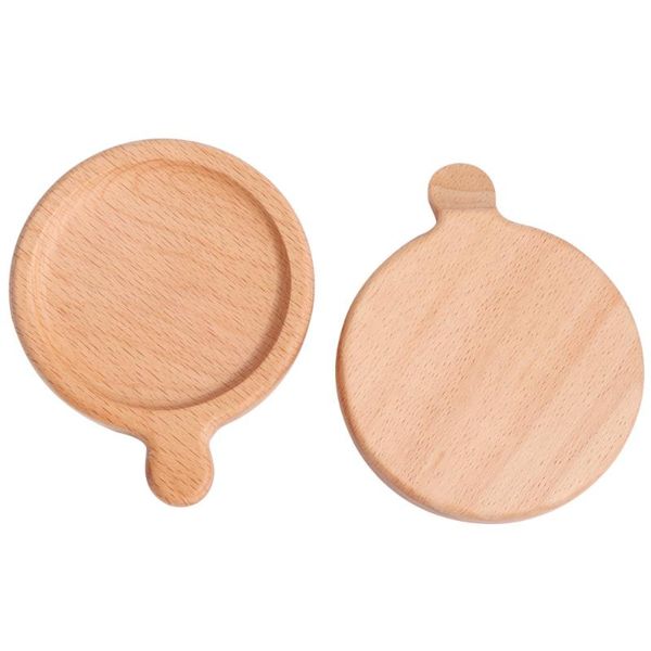 

mats & pads 2pcs wooden japanese style non-slip cup mat heat insulation pad for home restraurant el (beech wood with handle)