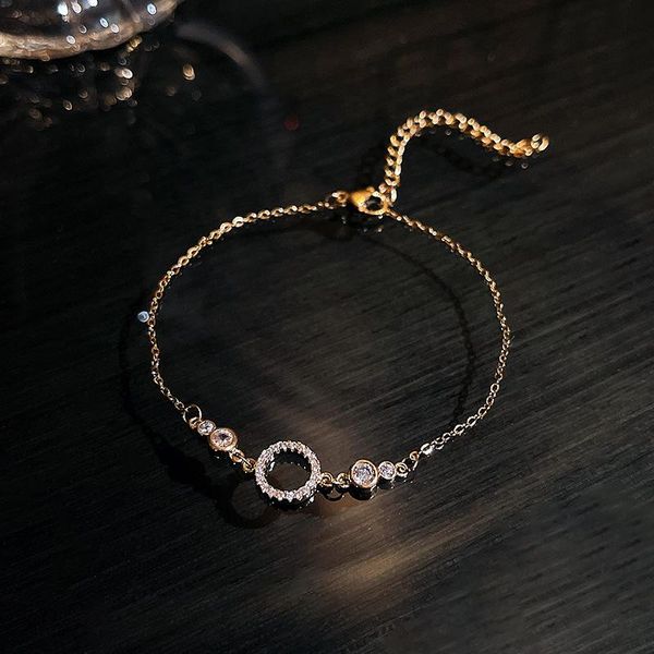 

link, chain 2021 design sense circle titanium steel bracelet female geometric graceful and fashionable hand jewelry boho gift fashion, Black