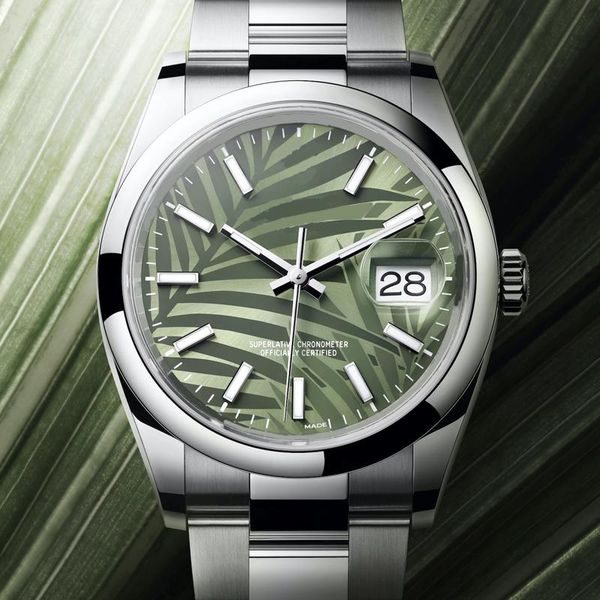 

wristwatches mechanical automatic watch oyster perpetual datejust 1:1 olive green palm men's 41mm sapphire glass stainless stee, Slivery;brown