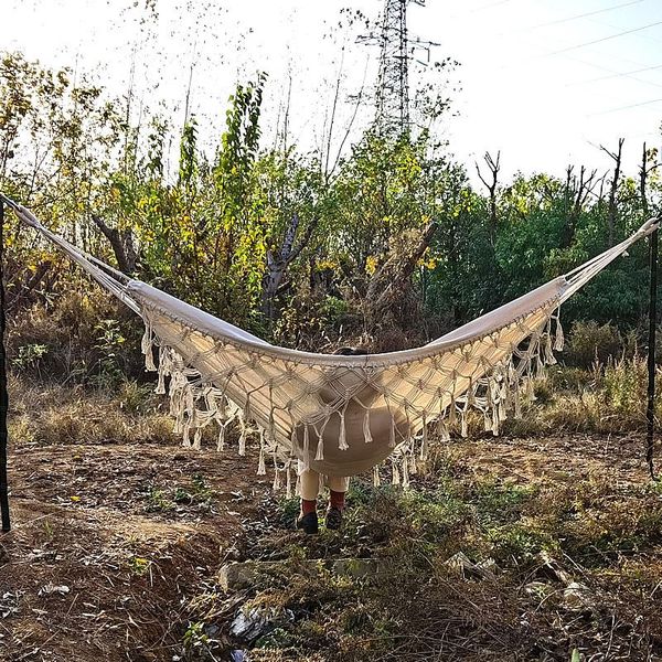

travel hammock lace tassel outdoor camping sleeping swing portable camp furniture