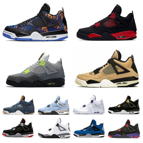 

2022 4s basketball shoes wild things white red thunder neon moss day denim blue toro bravo haze tattoo singles day men women trainers sports
