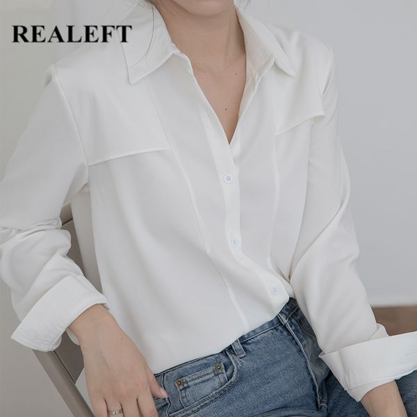 

autumn white formal women's blouses long sleeve office lady shirts elegant female loose fashionable blouse 210428