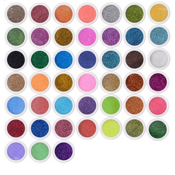 

45pcs/set nail glitter mix colors art fine powder dust uv gel polish acrylic tips diy decoration tools1, Silver;gold