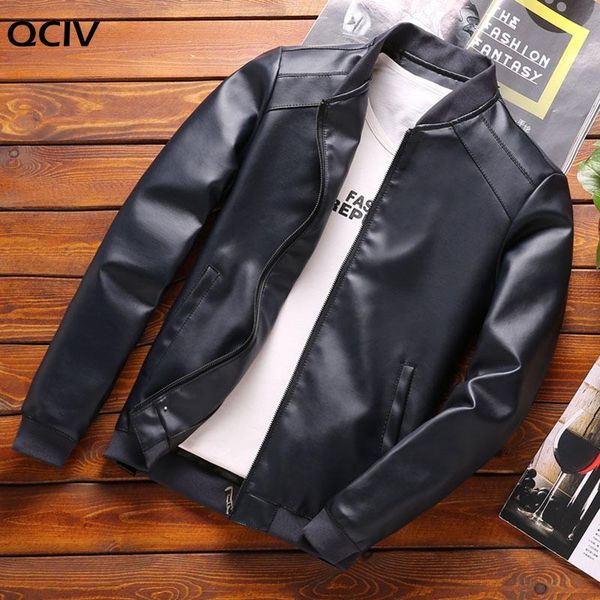 

men's fur & faux spring autumn men leather jackets classic slim fit male pu coats motorcycle biker streetwear smart casual, Black