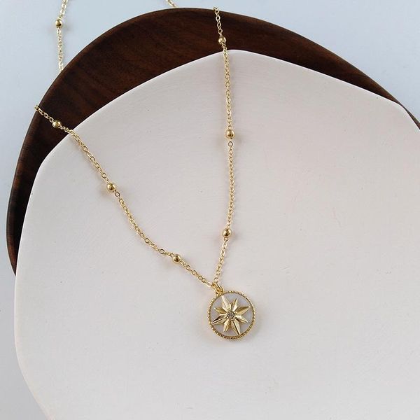 

fashional elegant personality eight-pointed star pendant necklaces for women gift vintage gold color chains necklace, Silver