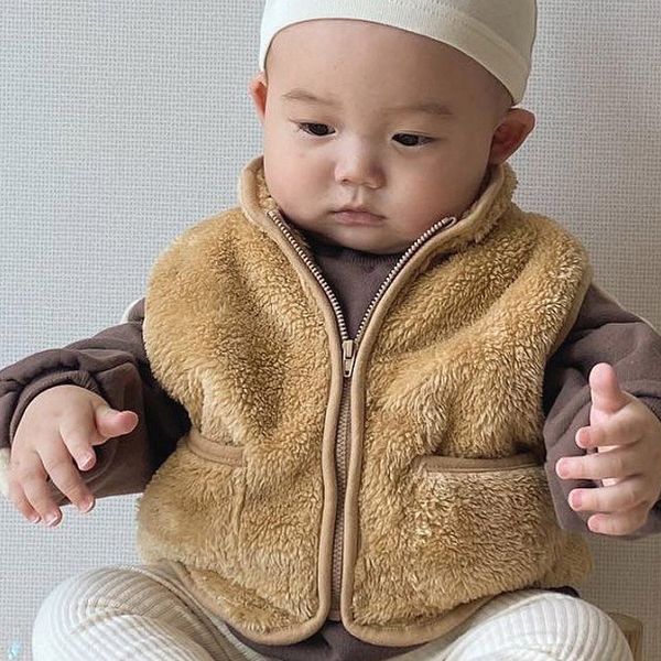 

2021 autumn winter baby thick fleece plush vest girls boys sleeveless vest outerwear kids pocket coat jacket baby girl clothes, Camo