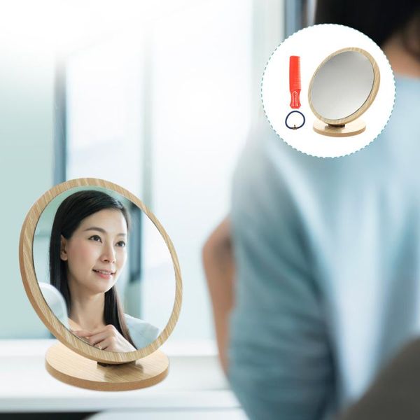 

compact mirrors adjustable mirror antique wood bedroom vanity rotating