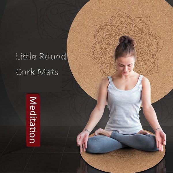 

yoga mats cork mandara for fitness circular meditation pad 3mm natural rubber non slip home mat cushion pilates 60*60cm*3mm