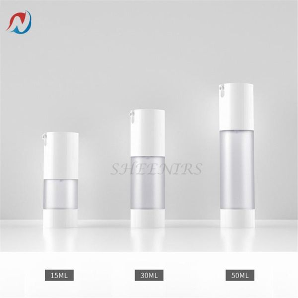 

3pcs 15ml 30ml 50ml white and frosted clear plastic as airless vacuum pump home travel lotion bottles refillable cosmetics packi storage & j