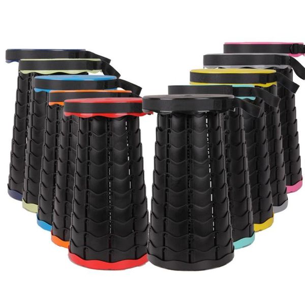 

outdoor retractable stool folding pocket chiar portable camping accessories convenient fishing plastic chairs foldable small