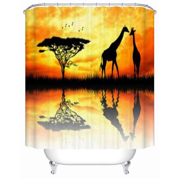 

shower curtains africa aminal at sunset curtain home decor bathroom fabric bathtub with hooks waterproof