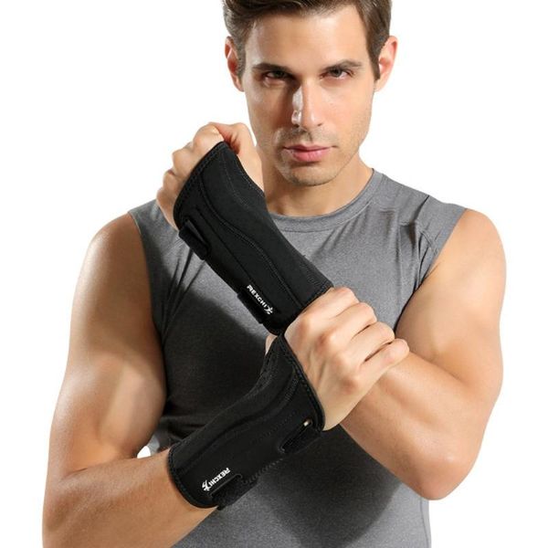 

wrist support 1pc men sports wristband thin outdoor basketball fitness double plywood protection right left band, Black;red