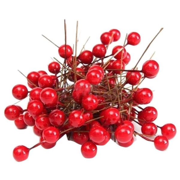 

party decoration 100pcs artificial foam vivid red holly berries home garland christmas floral bouquet fruit berry decora