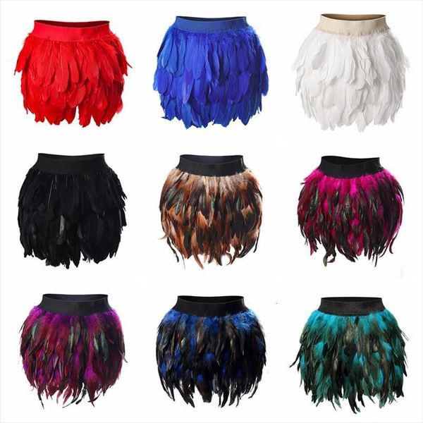 

multicolor feather angel wings mini women skirts elastic waist high street busty clothing halloween club party dance goth rave, Black