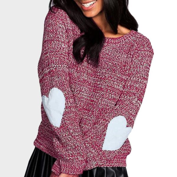 

women's sweaters women plus size winter fashion hearted sleeve loose knitted sweater jumper knitwear outwear y722, White;black