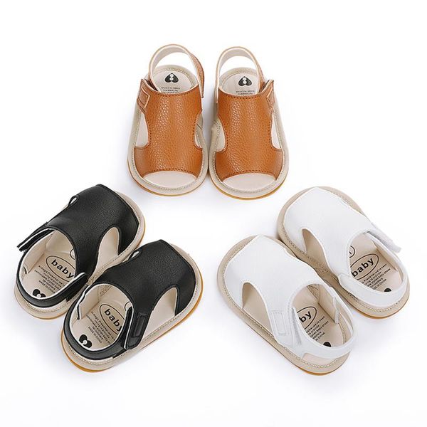 

baby slip-on fashion sandals boys girls leathers beach summer slides water shoes prewalker breathable toddler 0-18m, Black;red