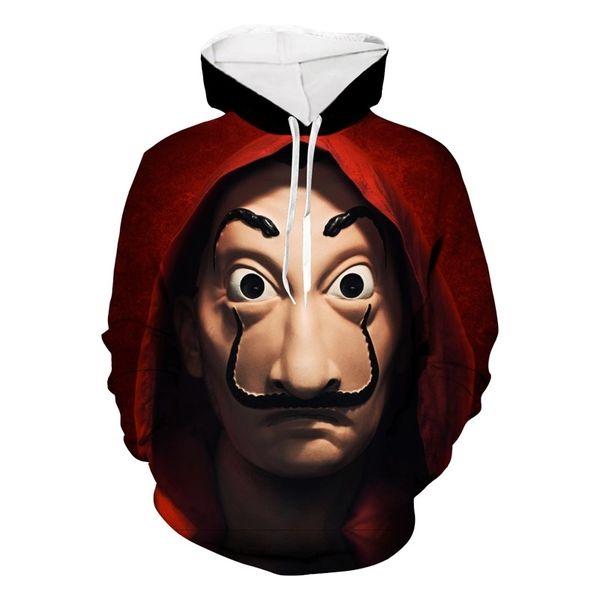 

2021 autumn and winter new selling banknote house money heist3d printing leisure trend sweater men's wear, Black