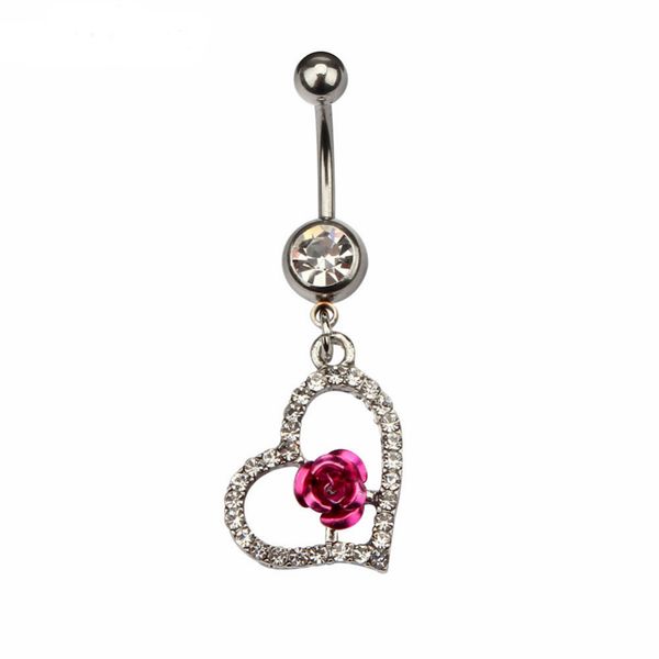 

d0516 heart belly navel button ring, Silver