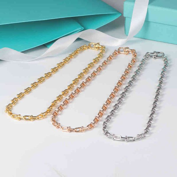 2021 New Women's Gold U-Lock Pure Copper Banhado 18K Real Gold Frio Wind Gross Chain Colar Para As Mulheres G1105