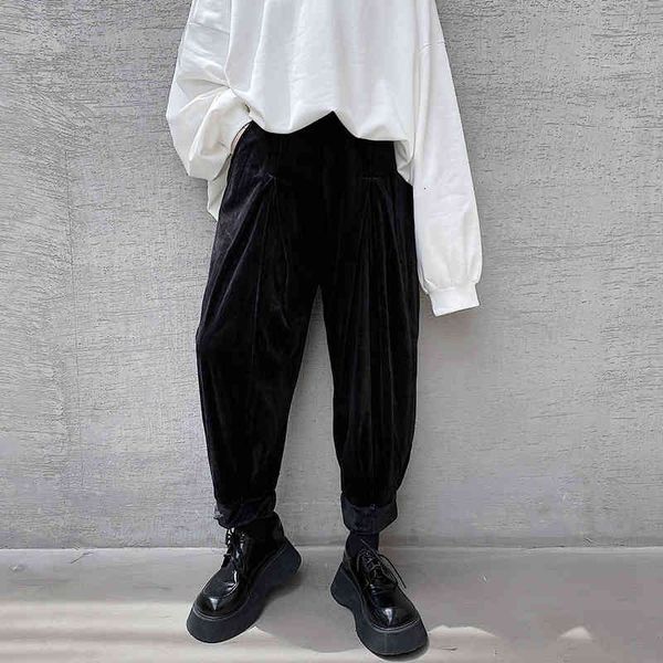 

pant dark autumn male casual velvet long-legged combed legged straight capris tube trend w15x, Black