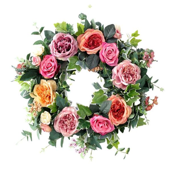 

artificial rose peony flower wreath with green leaves blooming peonies spring for front door wedding decor decorative flowers & wreaths