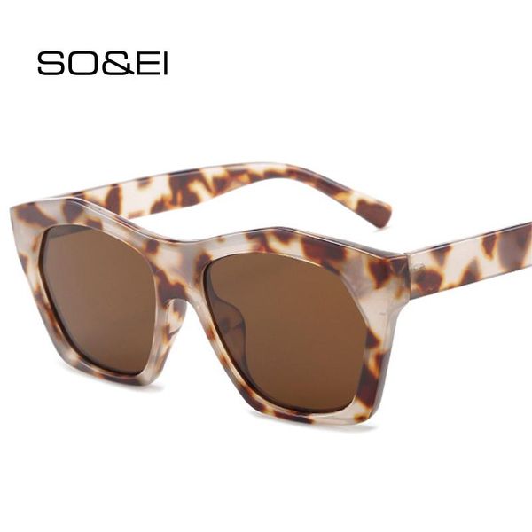 

outdoor eyewear so&ei retro polygon square women shades uv400 leopard champagne sunglasses fashion men candy color cat eye sun glasses