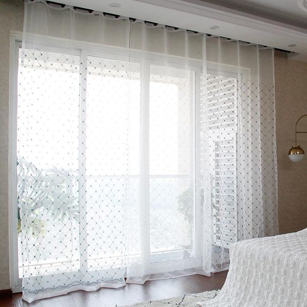 

curtain & drapes cortina coffee sheer grid light-transparent window screens curtains for living room bedroom nice tulle fabric