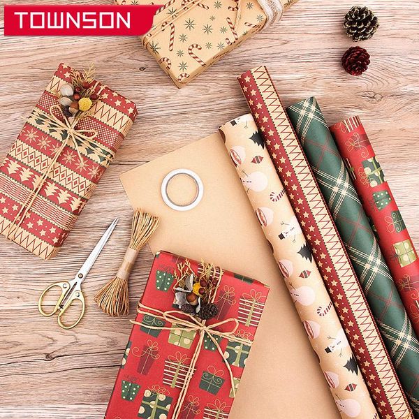 

gift wrap christmas kraft paper diy wrapping set decoration