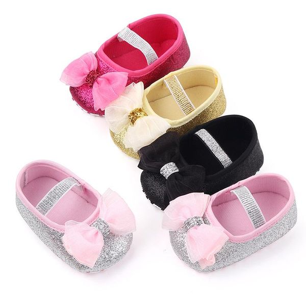 

spring and autumn cotton soft soles with lace bow shine elastic band toddlershoes size 11-13 for baby girls 0 to 6 months first walkers