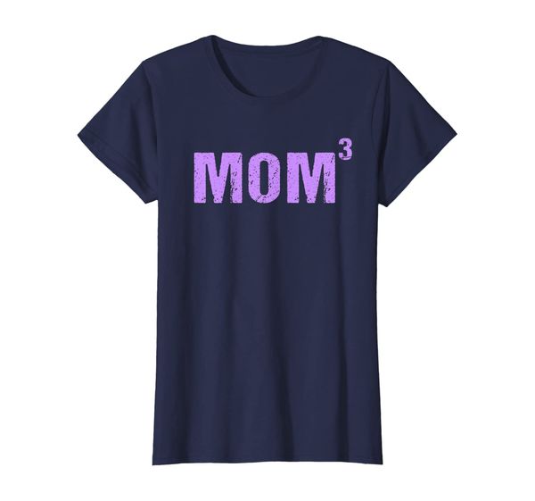 

womens mom cubed shirt mom of three shirt, White;black