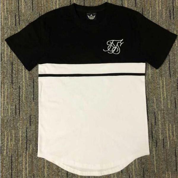 

2020 summer new fashion tide brand t-shirt men's stitching cotton sleeved t-shirt men's, White;black