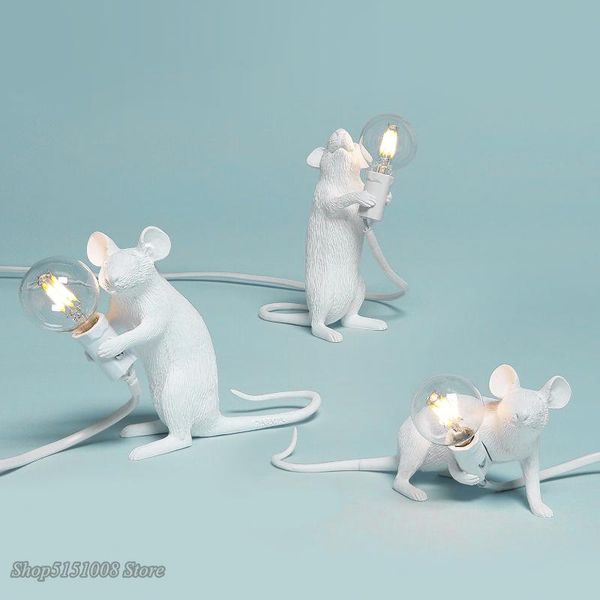 

table lamps postmodern resin animal rat mouse lamp small mini cute led night lights home decor desk bedside