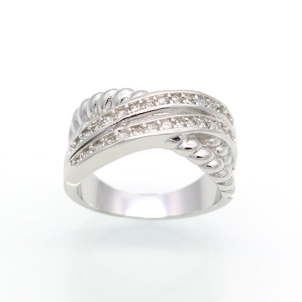 

wedding rings arrival crystal band ring for women silver color white gold cubic zircon wholesale fine jewelry, Slivery;golden