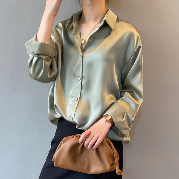 

[ewq] chic casual loose poplin shirt female temperamen blouse shirt women elegant korean solid color oversize blouse 210423, White