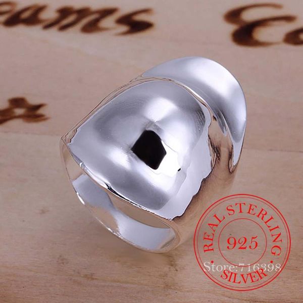 

cluster rings 2021 arrival 100% 925 sterling thumb glossy for women big faced wide finger ring jewelry mama men gift, Golden;silver