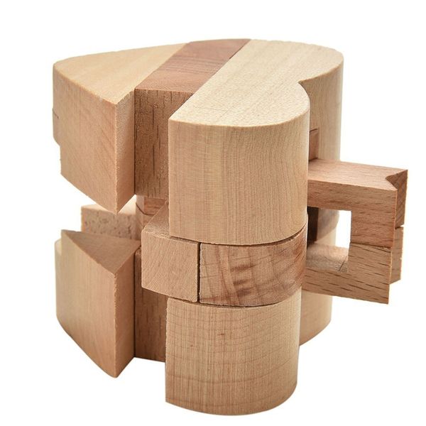 Gioco di intelligenza educativa Luban Lock Regalo di San Valentino Cubo a forma di cuore in legno 3D Puzzle IQ Rompicapo Russia Ming Lock