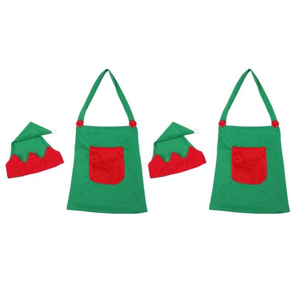

aprons 2sets home apron decorative cooking xmas kitchen protective hats