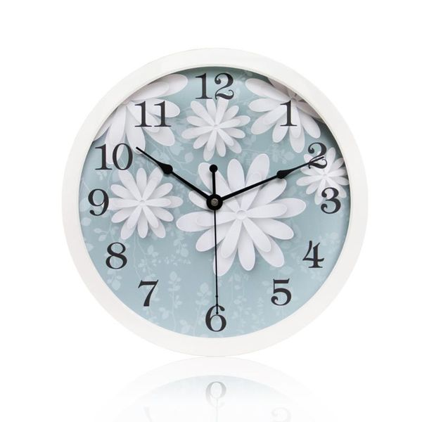 

wall clocks creative round clock modern plasitc office kitchen design home decor art idyllic flowers mute