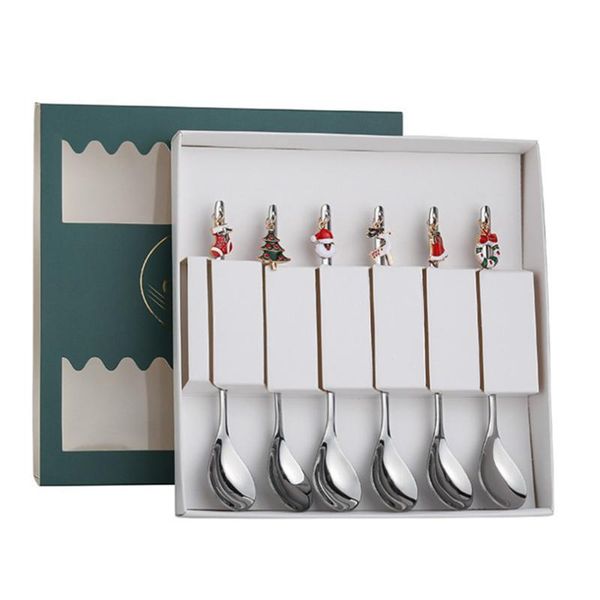 

spoons 6pcs christmas spoon stainless steel coffee mixing stir for tea soup sugar dessert tools