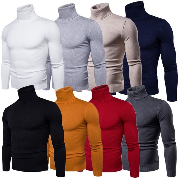 

men's sweaters men autumn winter turtleneck long sleeve slim pullover sweater shirt blouse fashion 2i0a, White;black