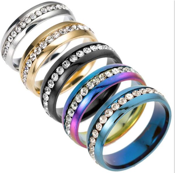 

stainless steel crystal ring for women men gold plated rings, Silver