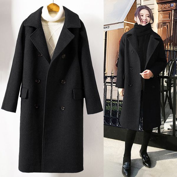 

jacket size 5xl ladies of the office wool women's clothing long chic double breasted female coat f2695 m8fg, Black;brown