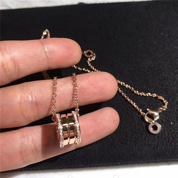 

chains s925 sterling silver luxury series necklace spring spiral bilateral zircon pendant holiday gift