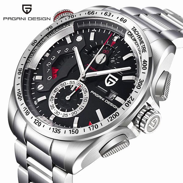 

wristwatches pagani design chronograph sport watches men reloj hombre full stainless steel quartz watch clocks relogio masculin, Slivery;brown