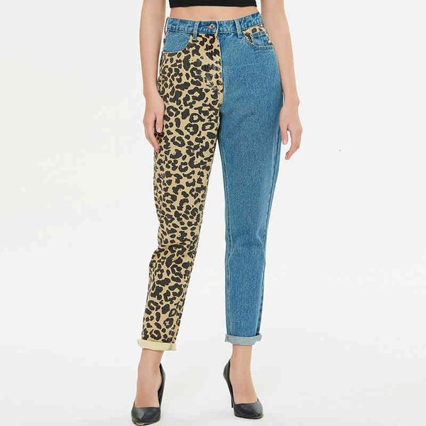 

jean women's straight brim slouchy leopard print denies block pants in aesthetic fashion boyfriend oversize 3xl 4xl palazzo, Blue