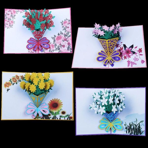 

greeting cards 3d up rose flowers card christmas birthday year invitation