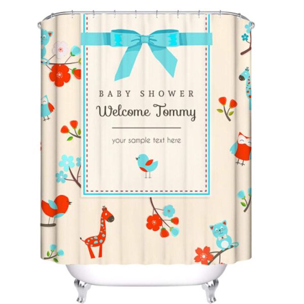 

flower duck shower curtains waterproof polyester fabric with 12 hooks bathroom decor for kids-w90xh180cm