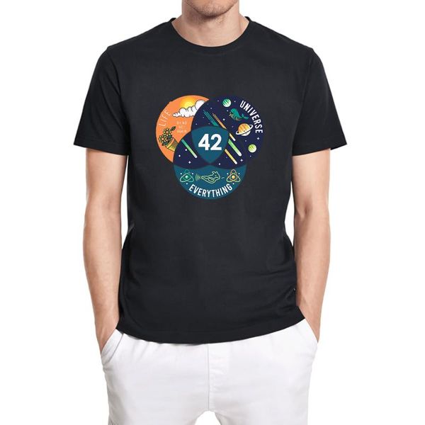 

men's t-shirts 42 the answer to life universe and everything funny shirt short sleeve t-shirt streetwear graphics, White;black